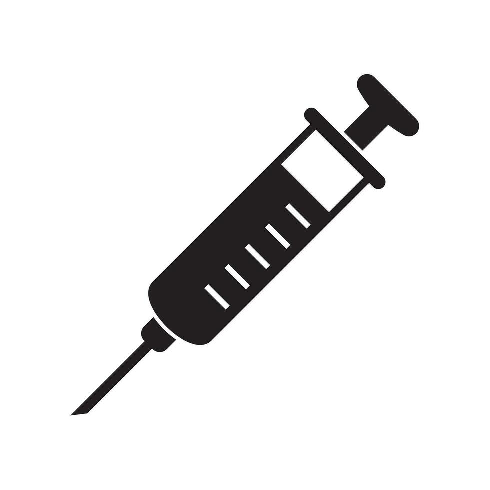 Syringe, injection icon vector, filled flat sign, solid pictogram isolated on white. Symbol, logo illustration. Pixel perfect. vector