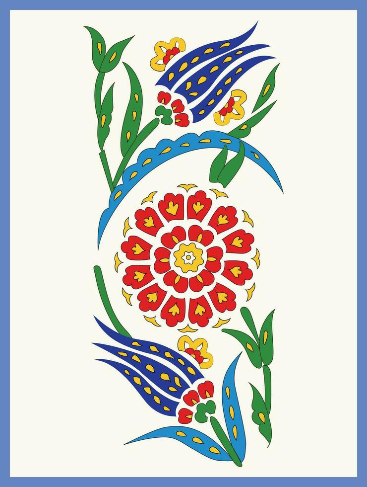 Mughal flower pattern with blue background,Textile, vector