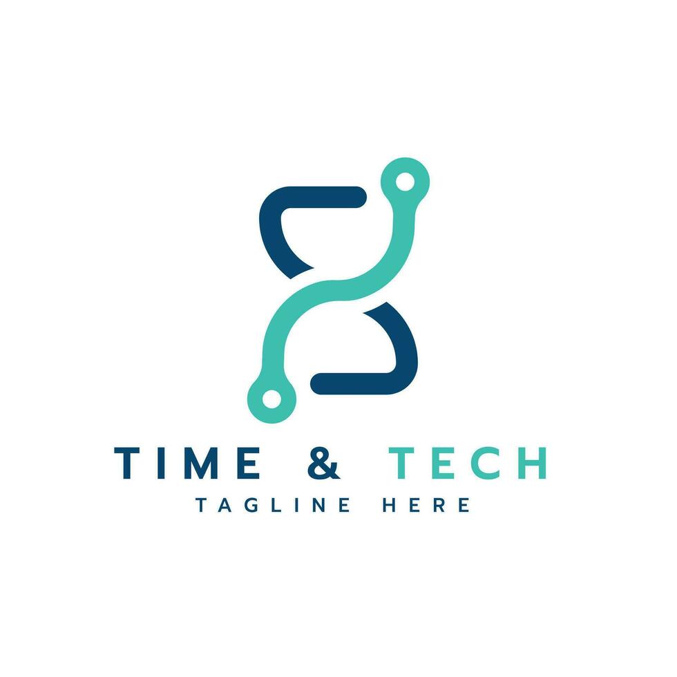 Time technology creative logo design concept for tech business and Artificial Intelligence vector