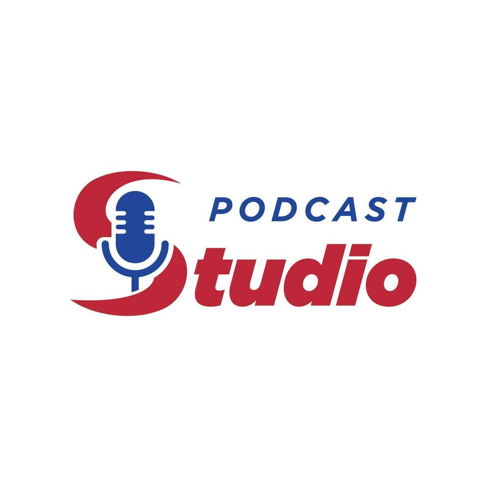 podcast studio logo design concept modern and simple vector
