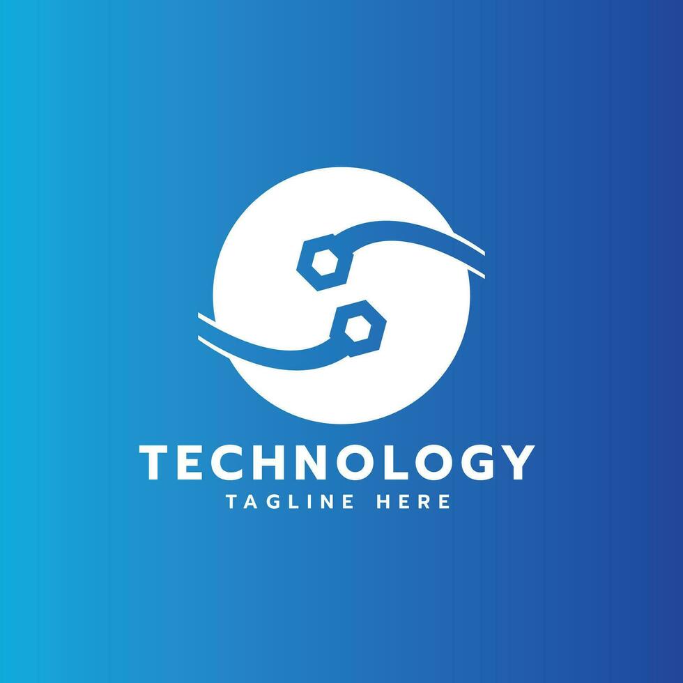 Technology logo mark design creative modern minimal icon mark vector