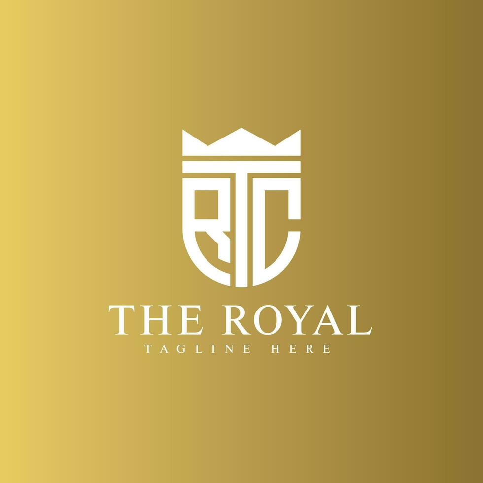 el real empresa trc logo corona firmar moderno oro lujo concepto vector