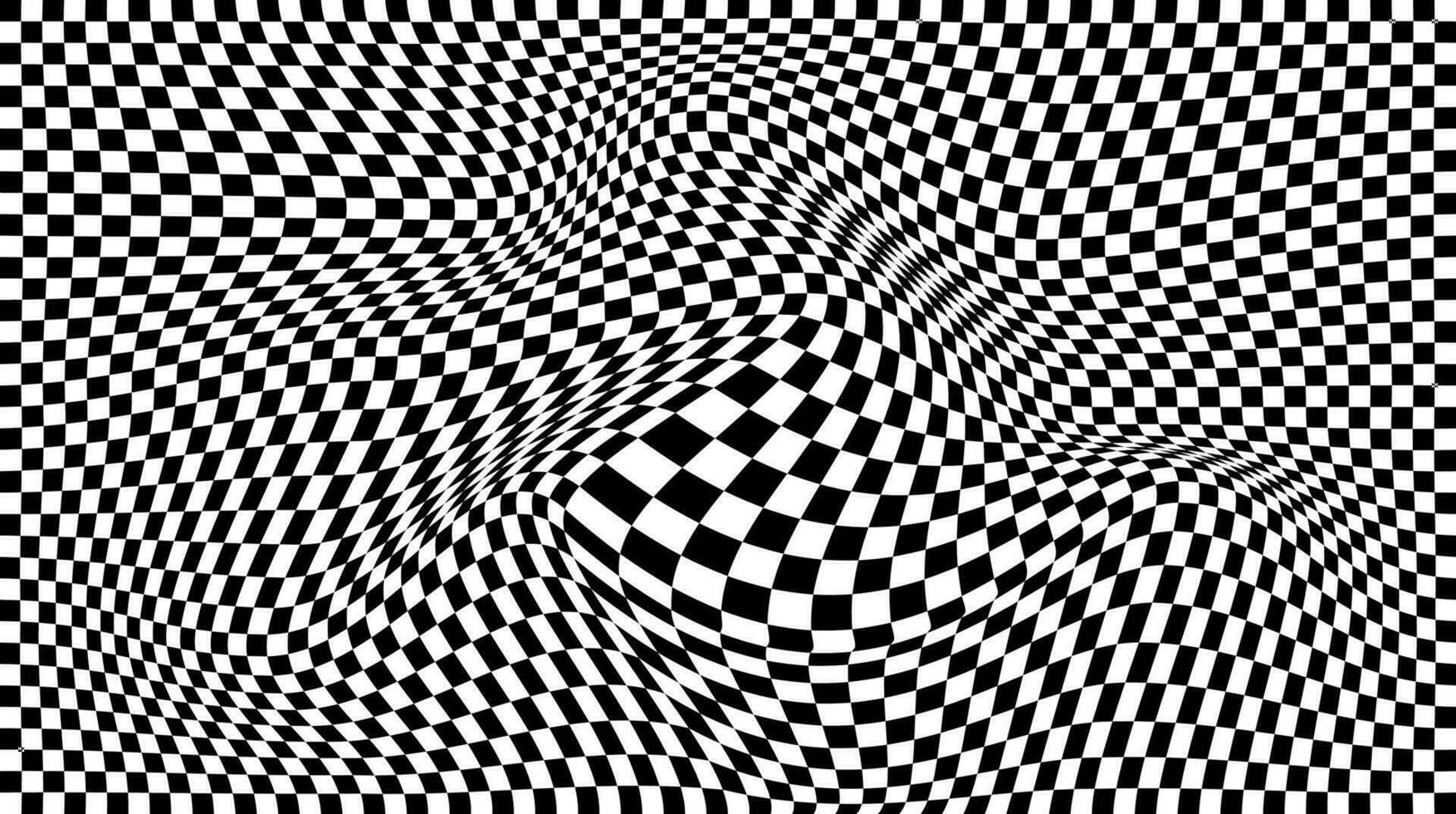 Eye illusion pattern background with black and white colored squares. Vector illustration