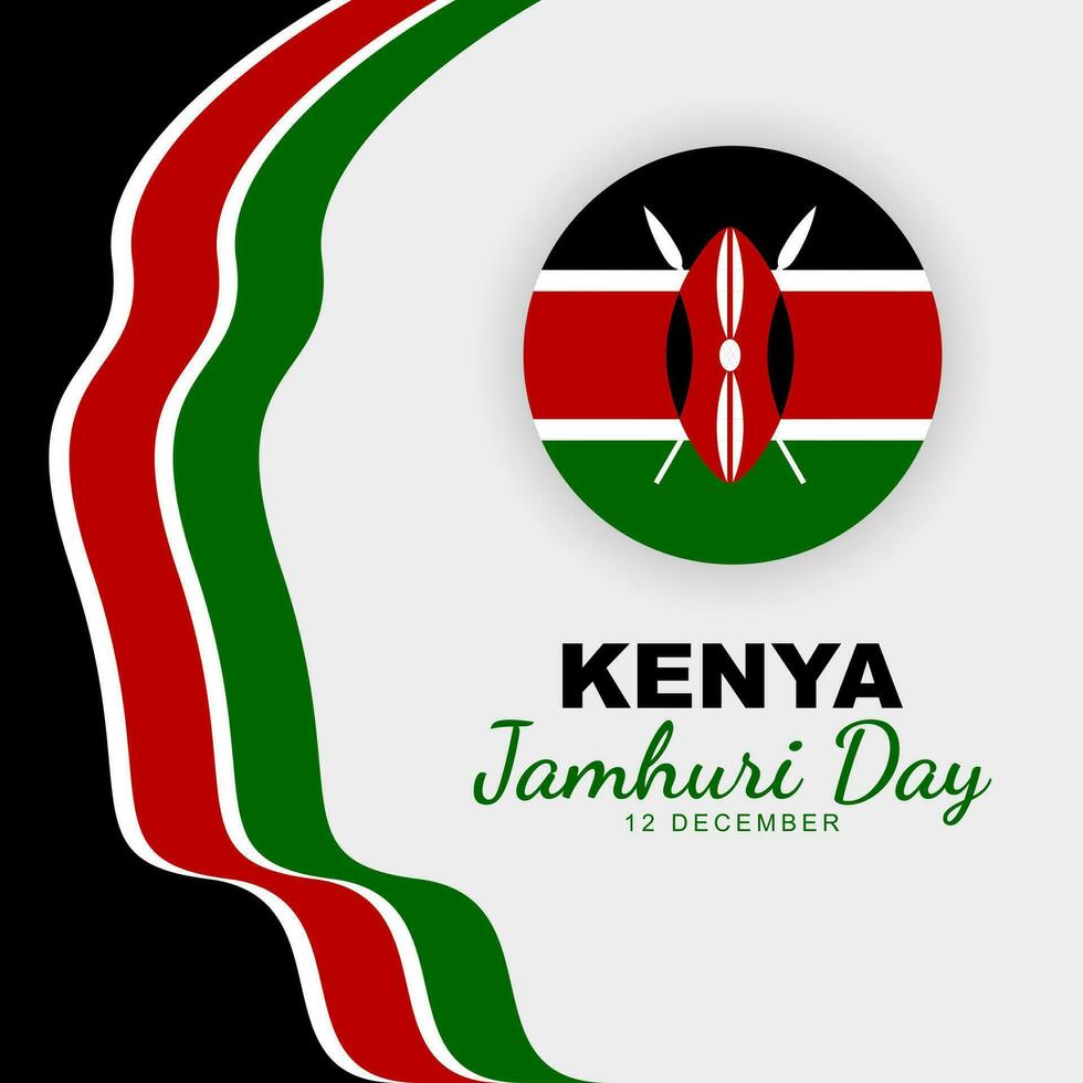 Kenya Jamhuri day is celebrated every year on 12 December. Greeting card poster with Kenya Flag. Vector illustration
