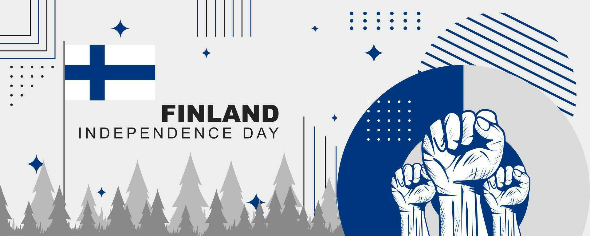 Finland independence day poster banner, with Finland flag, banner with classic retro theme style. Vector illustration