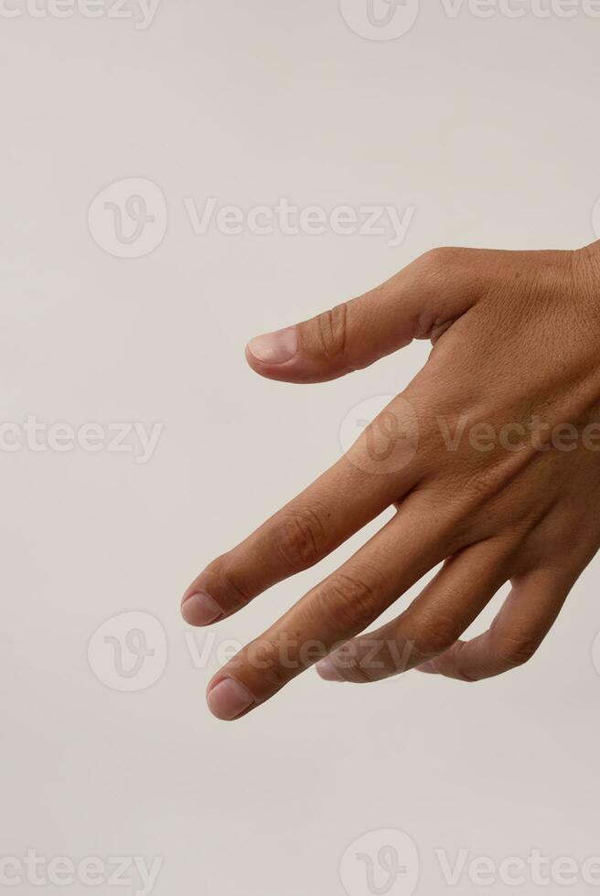 Empty tanned females hand, close up. photo