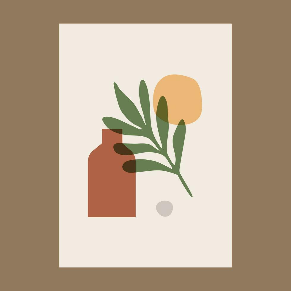 Posters with abstract concepts and pastel colors. Plant leaves, Great design for social media, postcards, prints, wall decoration. Vector illustration