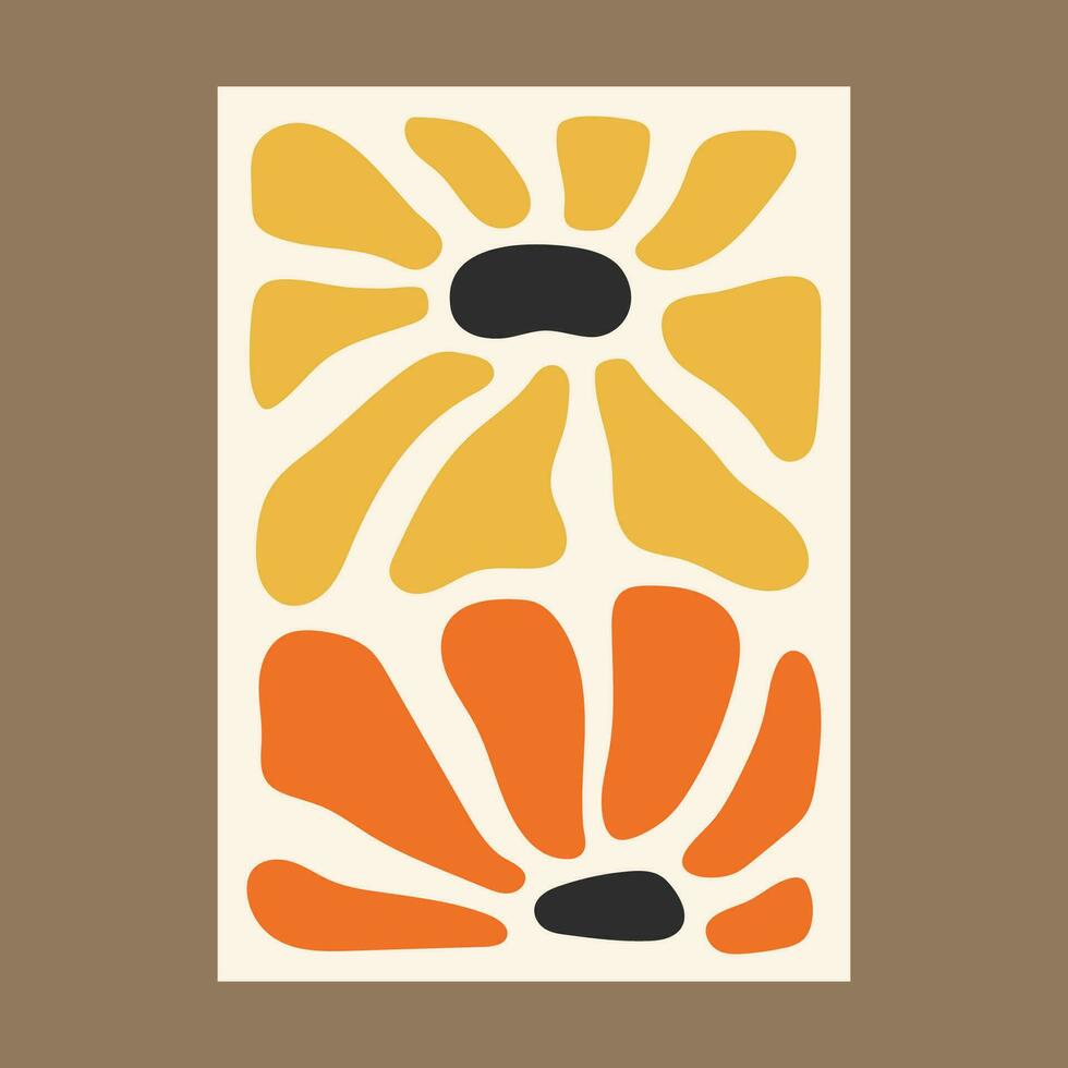 resumen floral póster. vistoso mano dibujado flores en un infantil estilo. decorativo contemporáneo botánico elemento. resumen Arte diseño para huellas dactilares, cubiertas, fondos de pantalla, pared Arte. vector ilustración