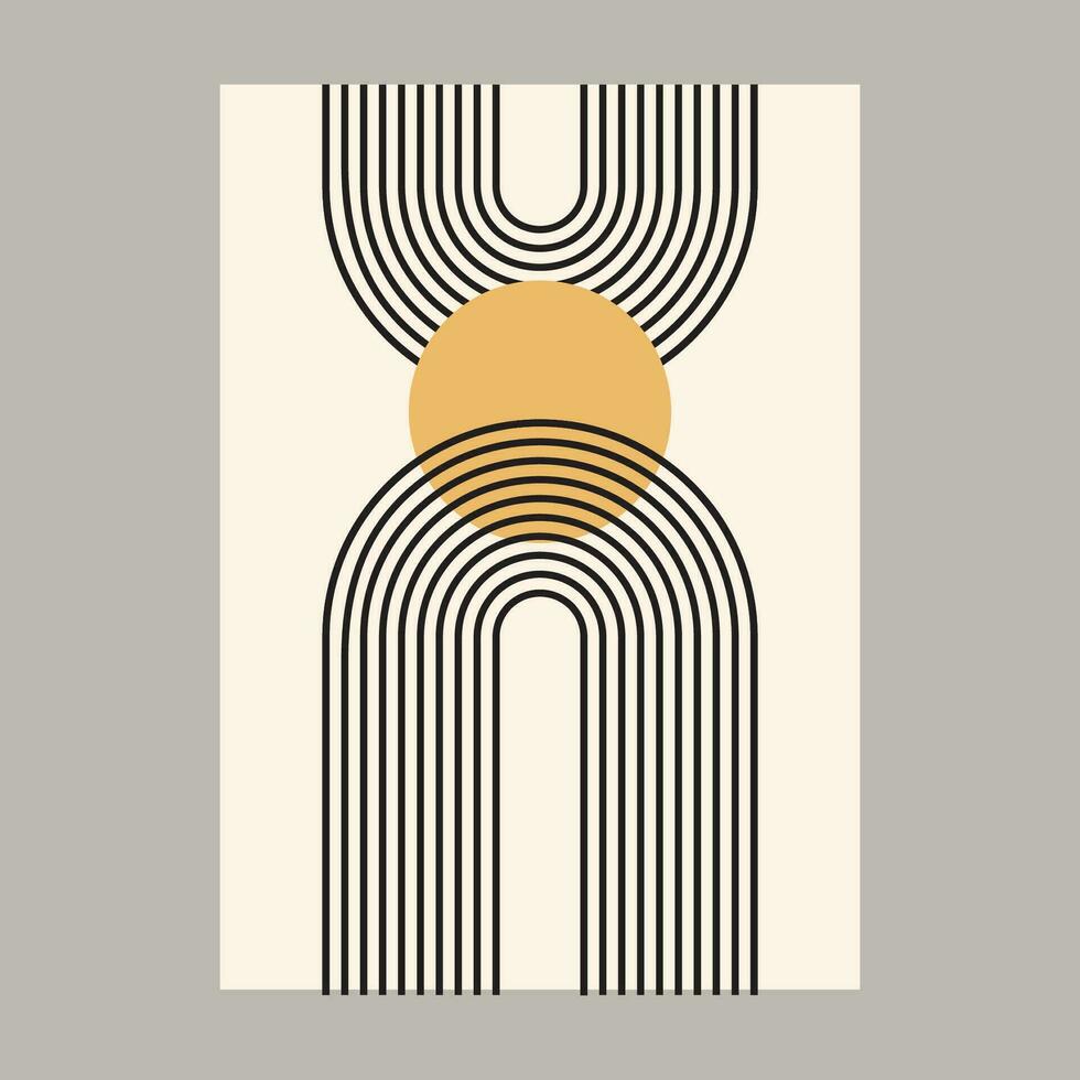 Mid-century abstract contemporary aesthetic background design set with geometric balance shapes. Abstract Art Design for prints, covers, wallpapers, wall art. Vector illustration