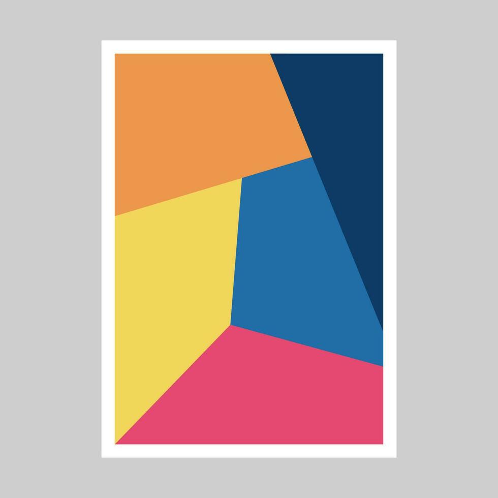 Abstract poster colorful geometric shapes. Primitive blocks suprematism style. Modern vector illustration