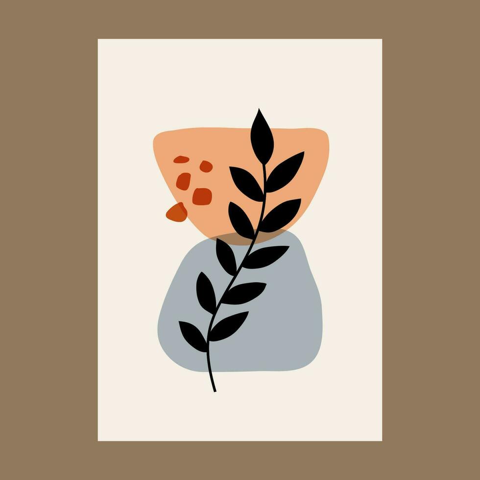 Posters with abstract concepts and pastel colors. Plant leaves, Great design for social media, postcards, prints, wall decoration. Vector illustration
