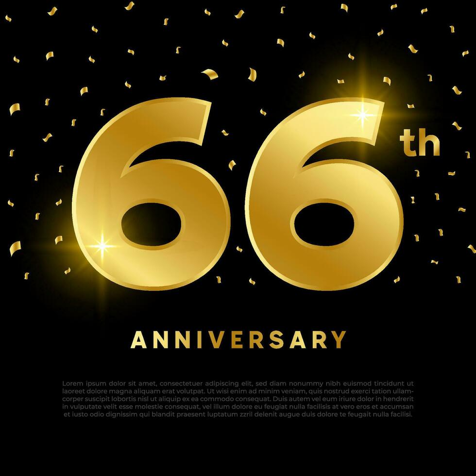 66º aniversario celebracion con oro Brillantina color y negro antecedentes. vector diseño para celebraciones, invitación tarjetas y saludo tarjetas