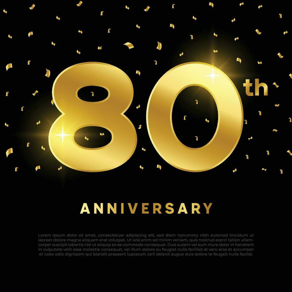 80 aniversario celebracion con oro Brillantina color y negro antecedentes. vector diseño para celebraciones, invitación tarjetas y saludo tarjetas