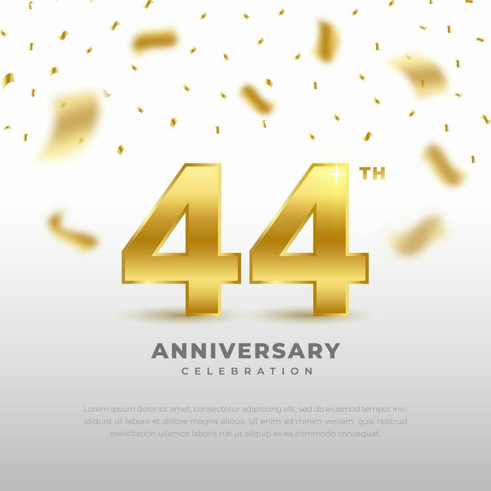 44º aniversario celebracion con oro Brillantina color y blanco antecedentes. vector diseño para celebraciones, invitación tarjetas y saludo tarjetas