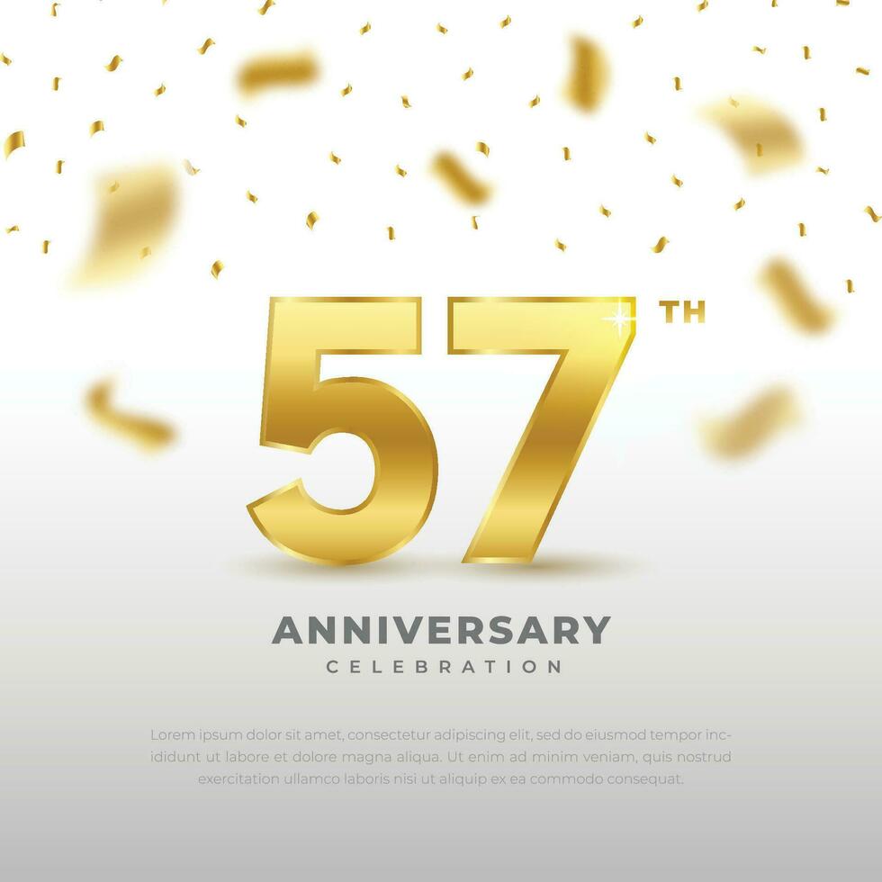 57º aniversario celebracion con oro Brillantina color y blanco antecedentes. vector diseño para celebraciones, invitación tarjetas y saludo tarjetas