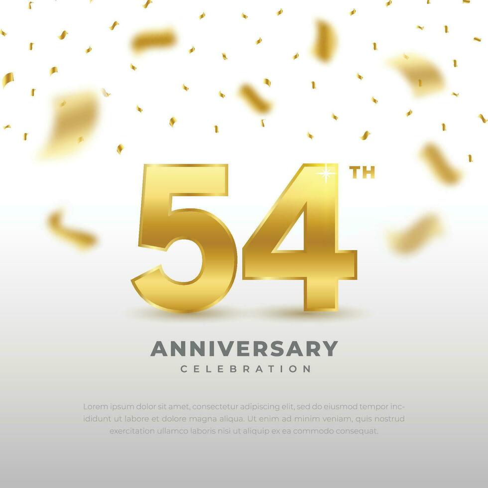 54º aniversario celebracion con oro Brillantina color y blanco antecedentes. vector diseño para celebraciones, invitación tarjetas y saludo tarjetas
