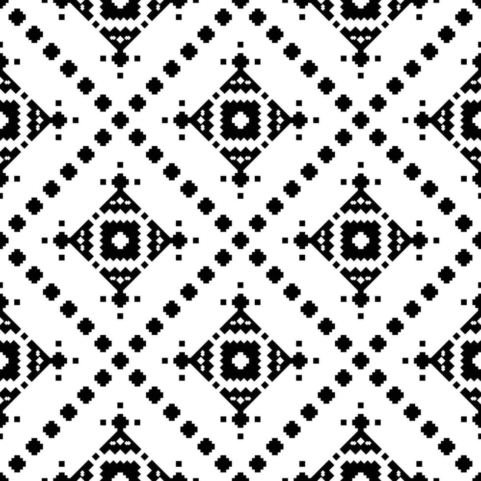 Seamless geometric backdrop with Aztec and Navajo tribal motif. Ethnic contemporary repeat pattern. Black and white colors. Design for fabric, textile, ornament, clothing, background, wrapping, batik. vector