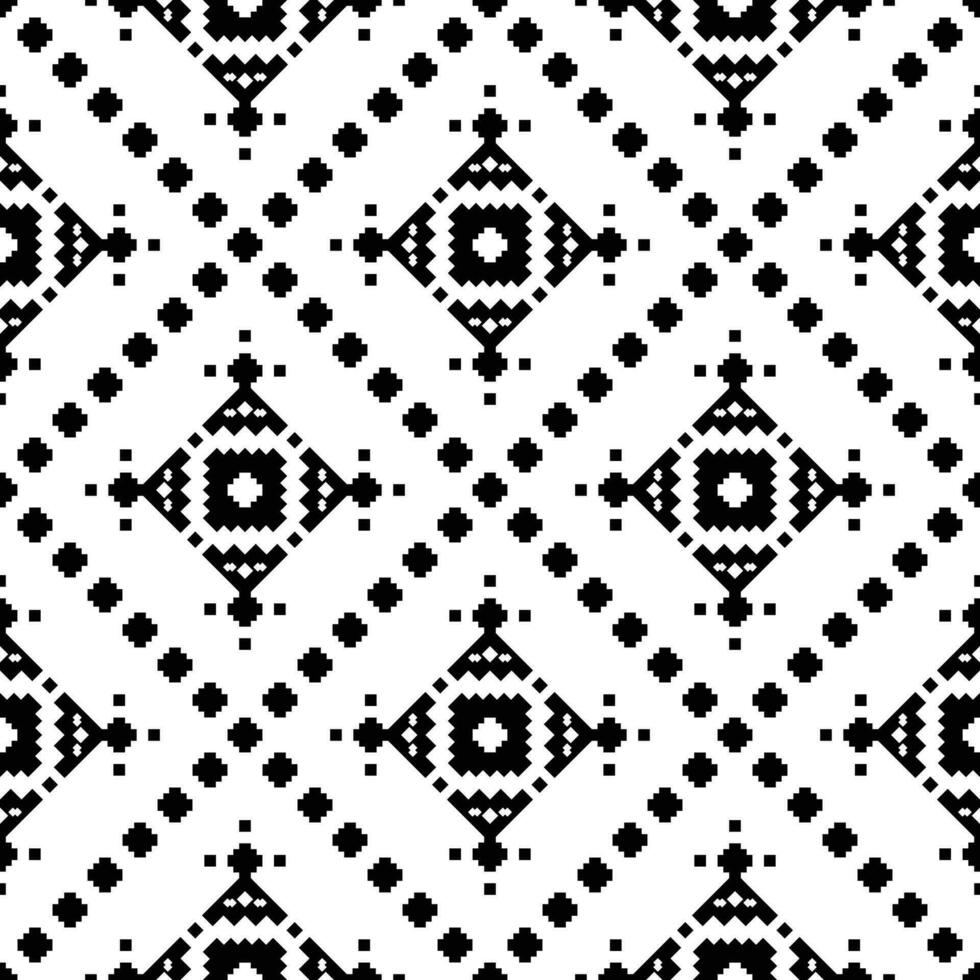 Seamless geometric backdrop with Aztec and Navajo tribal motif. Ethnic contemporary repeat pattern. Black and white colors. Design for fabric, textile, ornament, clothing, background, wrapping, batik. vector