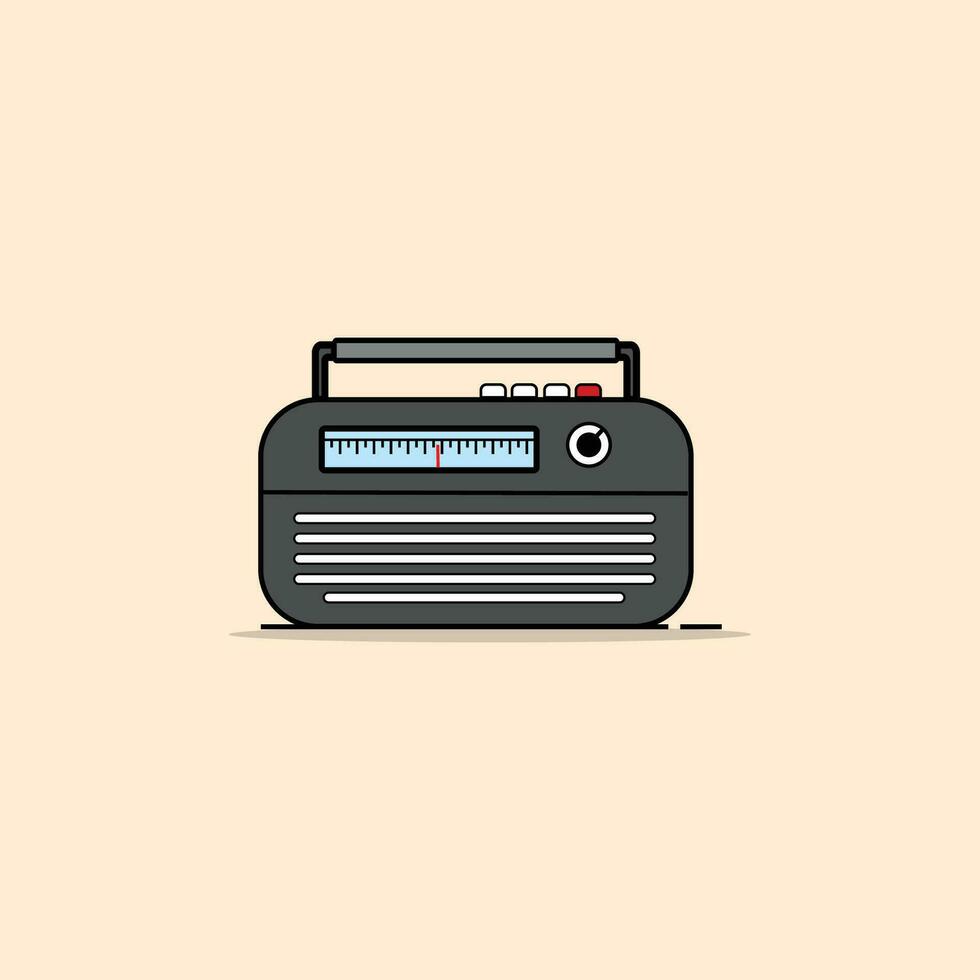 Retro  Black Radio Vector Illustration. Retro Gadget of the 90s Concept Design Isolated Vector.