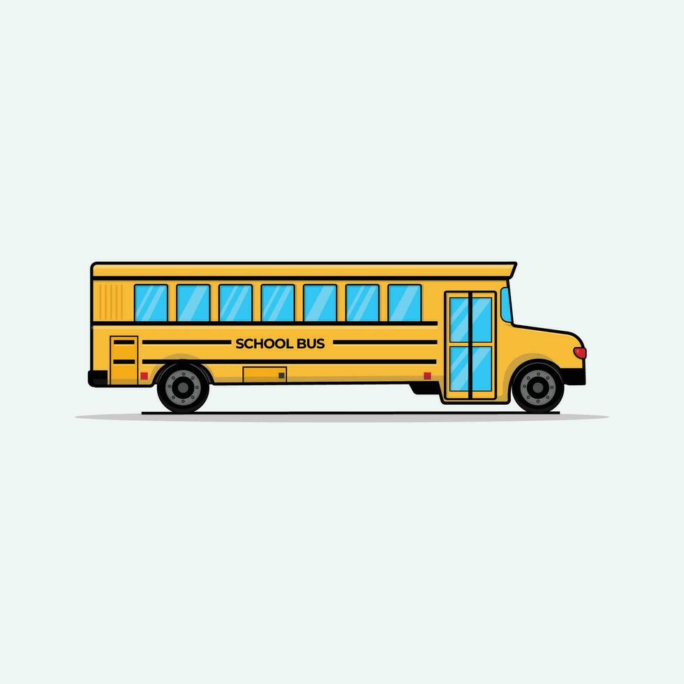 School Bus Cartoon Vector Illustration. Education Transportation Icon Concept Isolated Vector. Flat Design