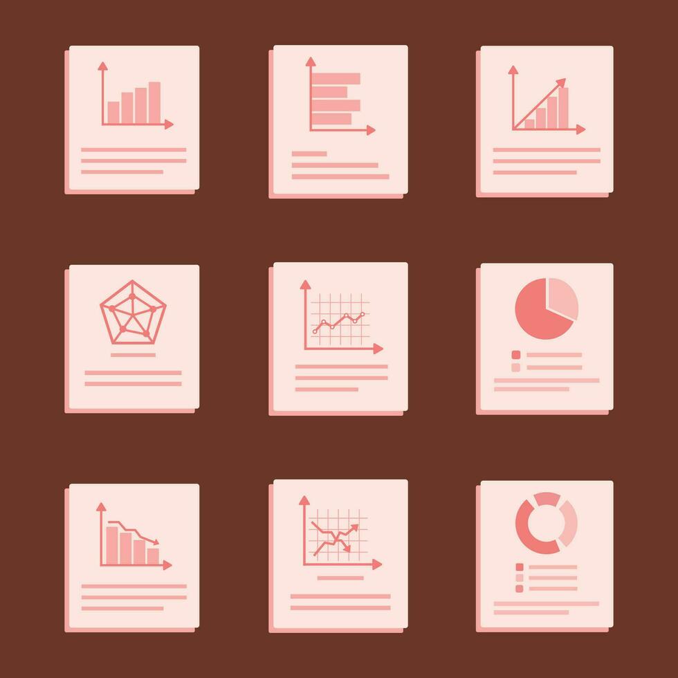 Flat Infographics Graphs and Charts Vector Illustration Collection