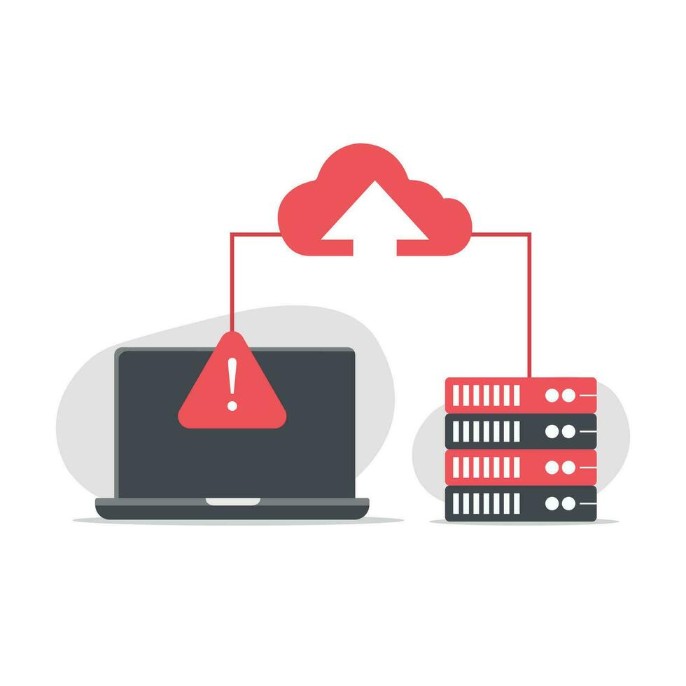 Data Transfer to the Server Error Vector Illustration. Server Error Concept Design Isolated. Flat Design
