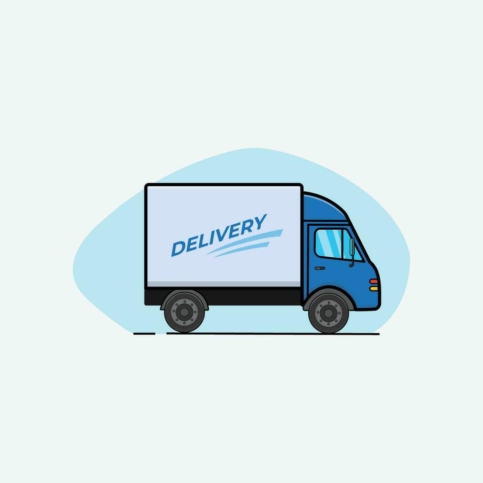 Delivery Truck with Flat Design Vector Illustration