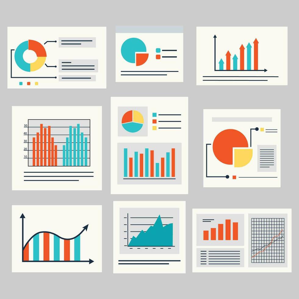 Vector Set of Business Infographic Elements. Graphs and Charts Vector Set