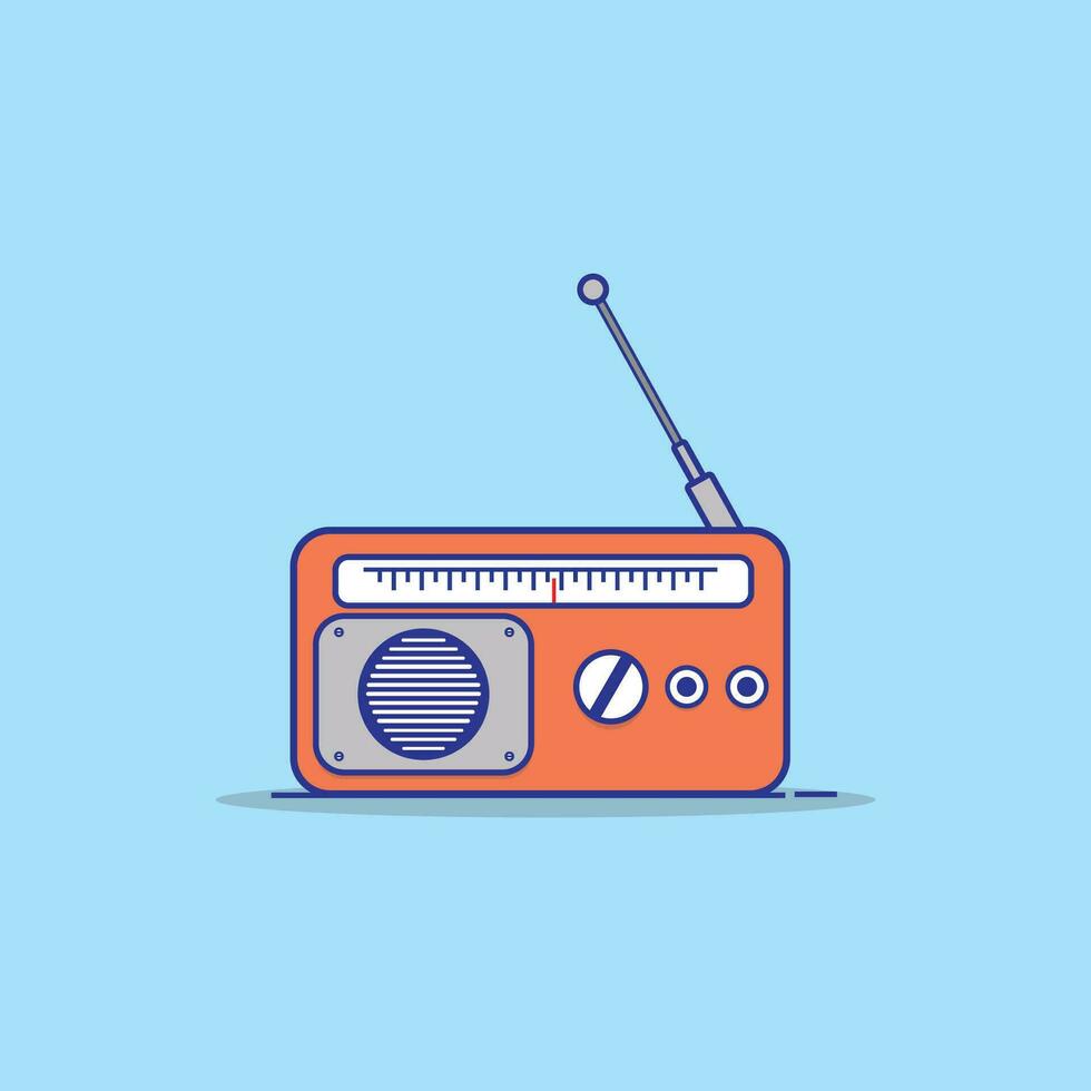 Vintage Old Radio Vector Illustration. Retro Gadget Concept Design Isolated Vector