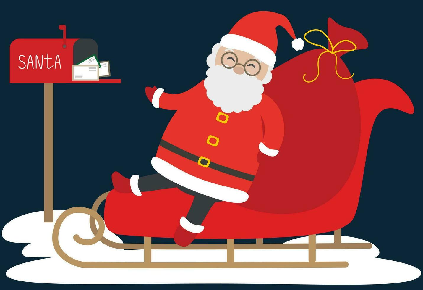 Navidad clipart con Papa Noel claus en trineo vector