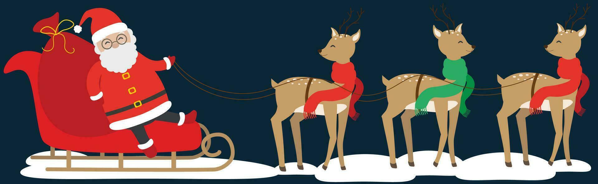 Christmas clipart with Santa Claus with reindeers vector