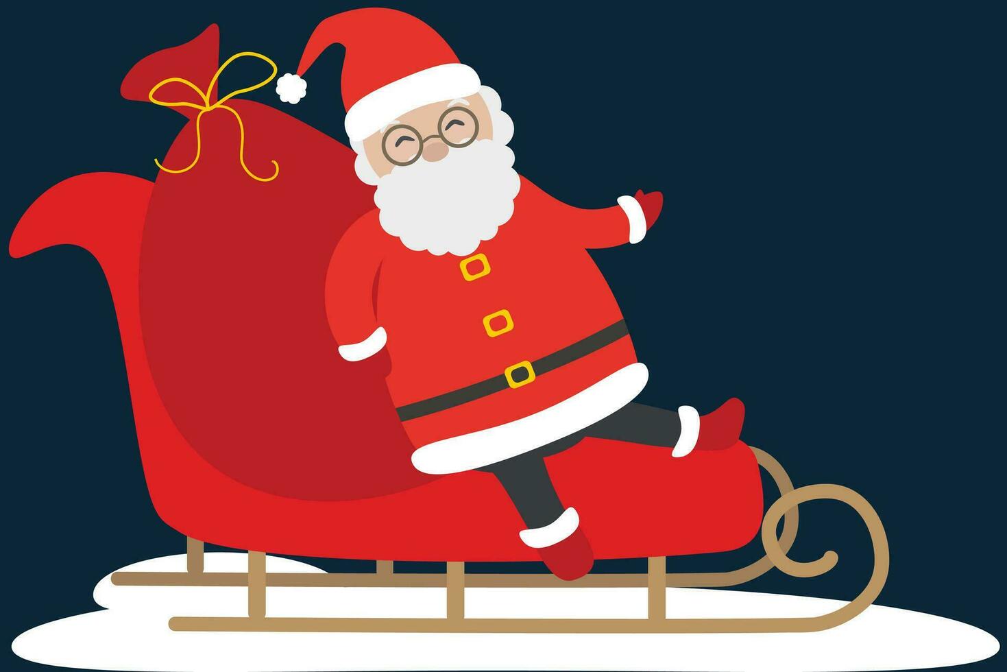 Christmas clipart with Santa Claus in sledge vector