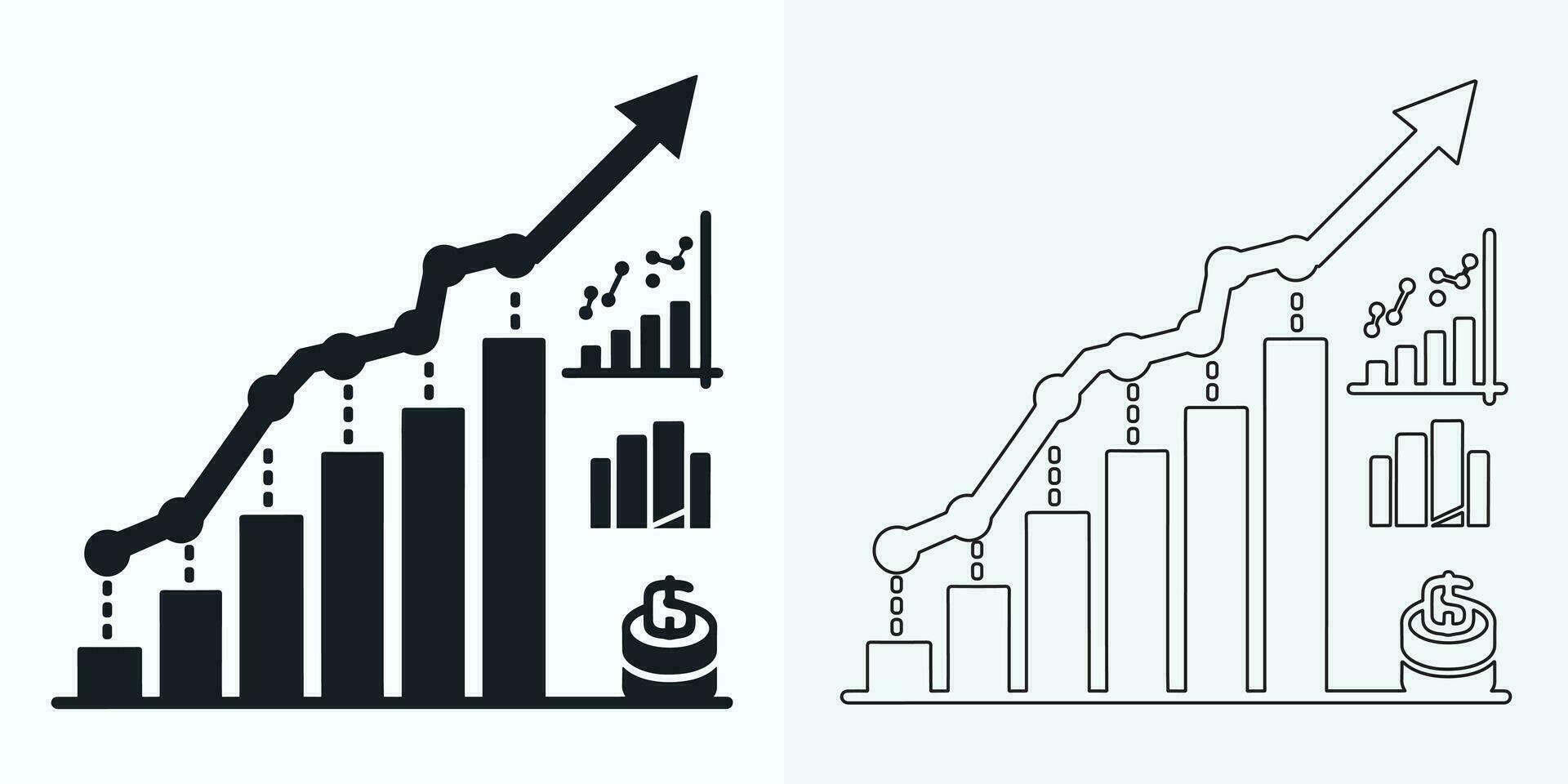 Growing Graph Icon set, Bar Chart Icon, Infographic, Growths Chart Collection For Business Improvement Analytics, Diagram Symbol, Financial Profit Chart Bar Vector Illustration