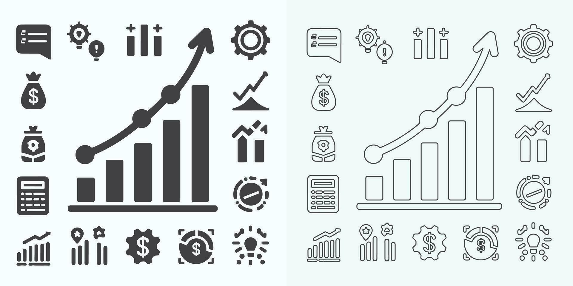 Growing Graph Icon set, Bar Chart Icon, Infographic, Growths Chart Collection For Business Improvement Analytics, Diagram Symbol, Financial Profit Chart Bar Vector Illustration