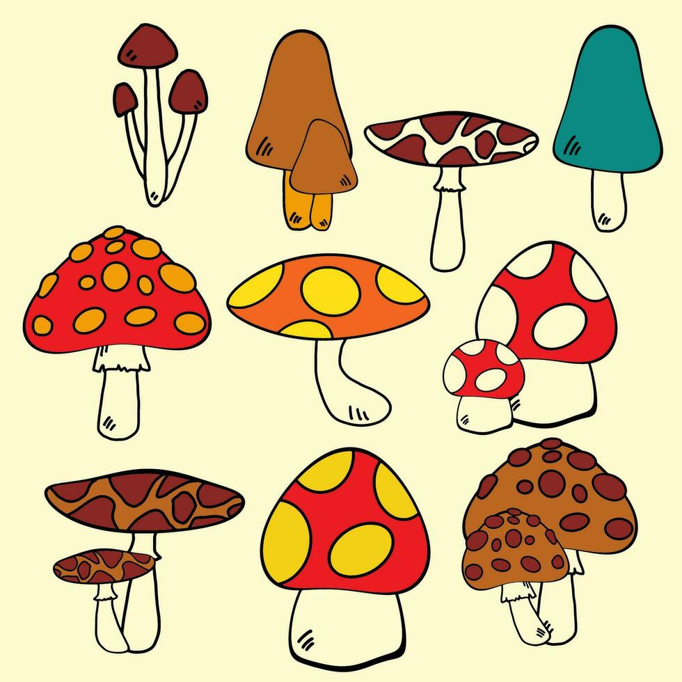 The Mushroom drawing free hand image for food concept. vector