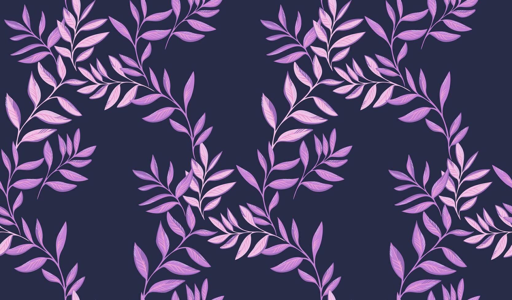 Purple leaves stem Intertwined in a seamless pattern. Abstract, tropical, modern branches leaf print. Vector hand drawn. Design for fabric, fashion, wallpaper, textile