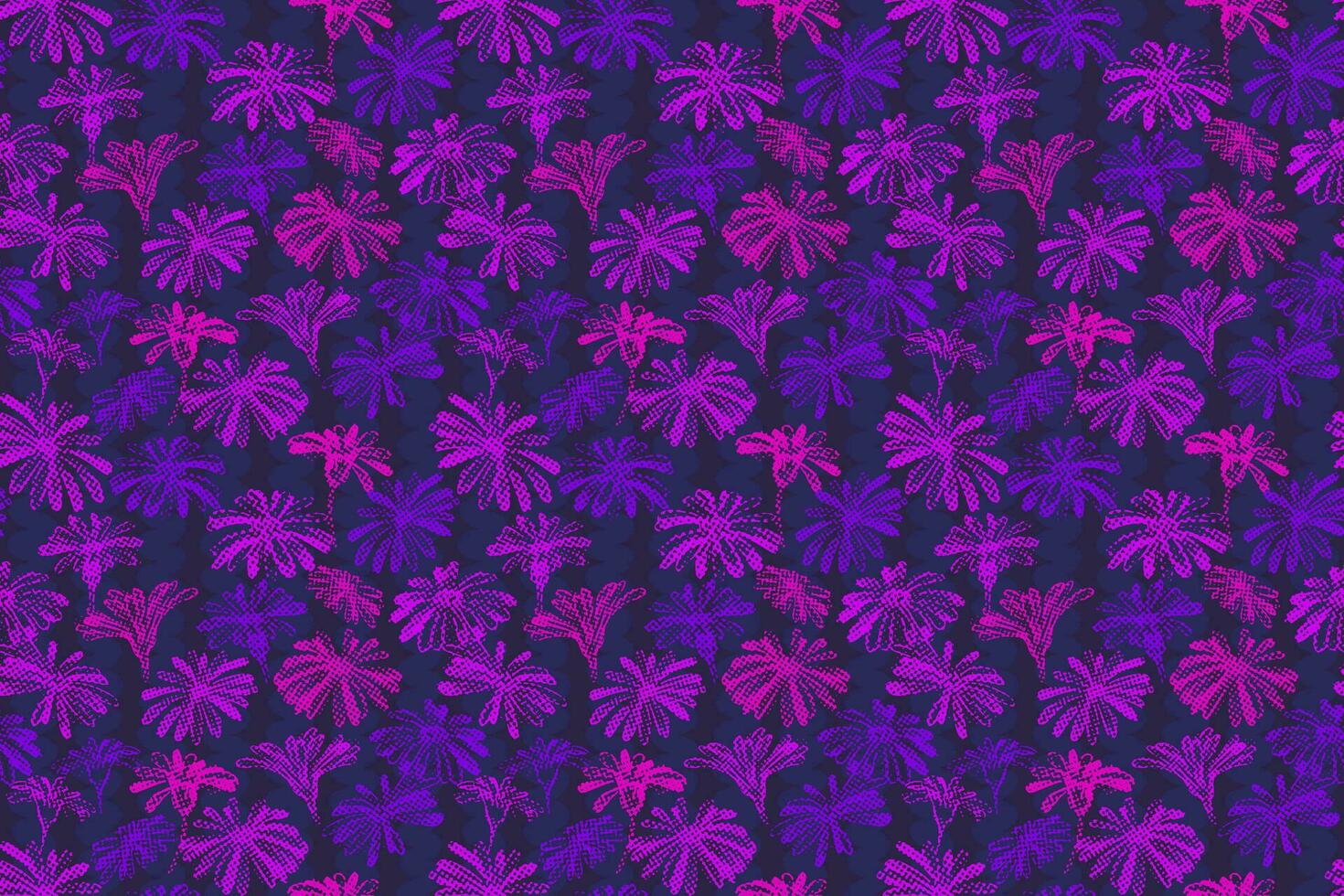 Abstract seamless pattern with textured  shape organic flowers. Purple brush silhouettes floral print. Vector hand drawn. Template for design, fashion, paper, cover, fabric, interior decor,