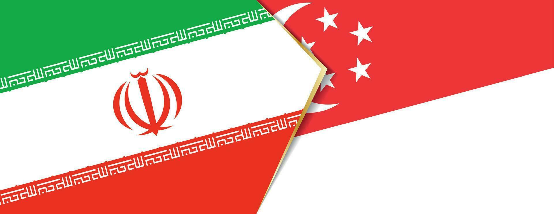 Iran and Singapore flags, two vector flags.
