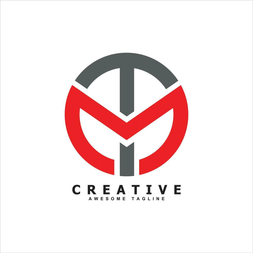 MT letter round shape logo design vector