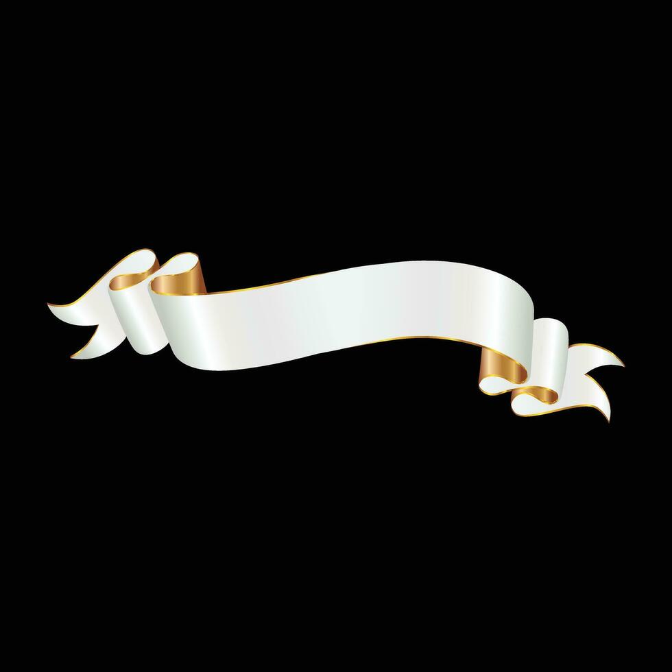 Set of gold and white ribbon vector