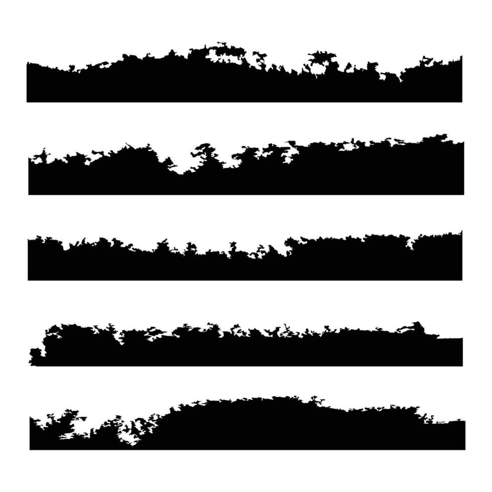 Brush strokes black illustration set silhouette vector