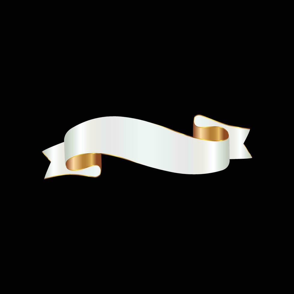 Set of gold and white ribbon vector