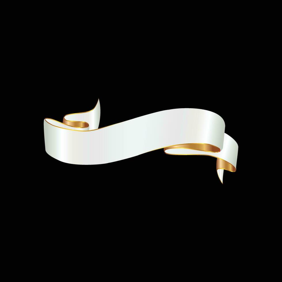 Set of gold and white ribbon vector