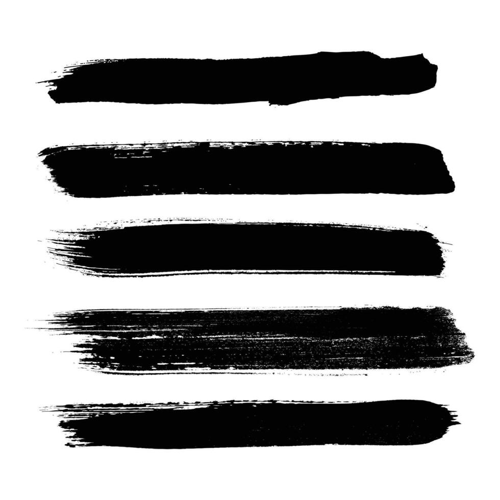 Brush strokes black illustration set silhouette vector