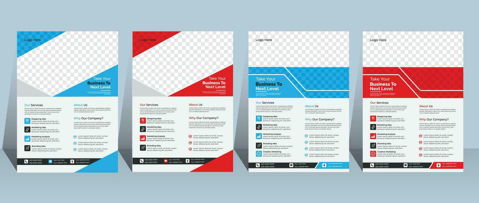 Corporate Business Flyer poster Template design two colors scheme, vector template in A4 size - Vector