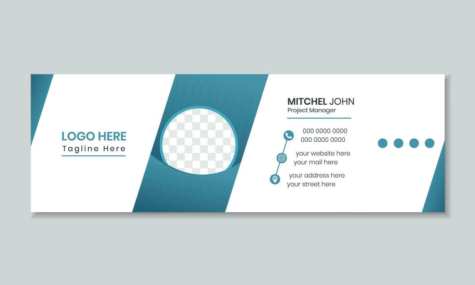 Corporate email signature for all business with white background, unique vector design template. Modern and Minimal Layout.
