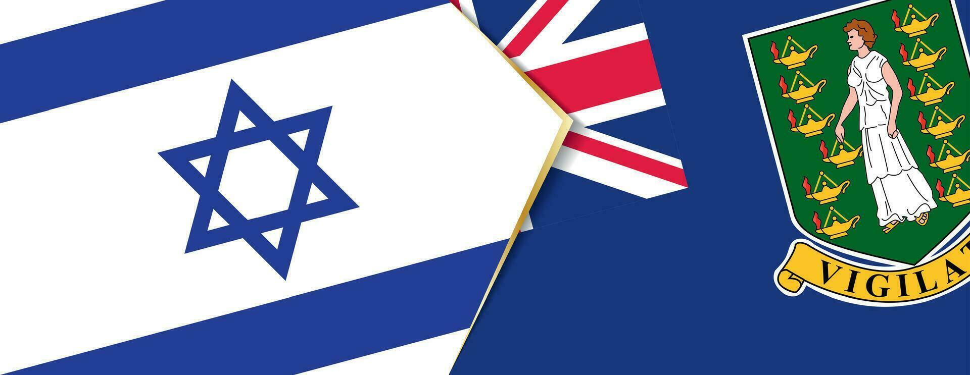Israel and British Virgin Islands flags, two vector flags.