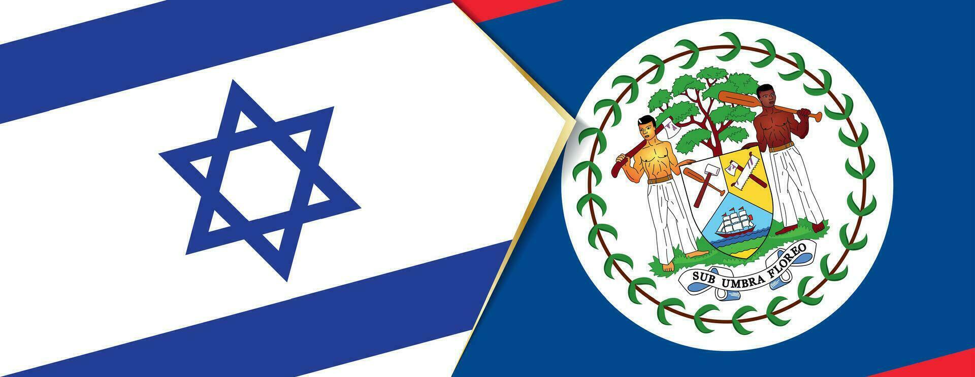 Israel and Belize flags, two vector flags.