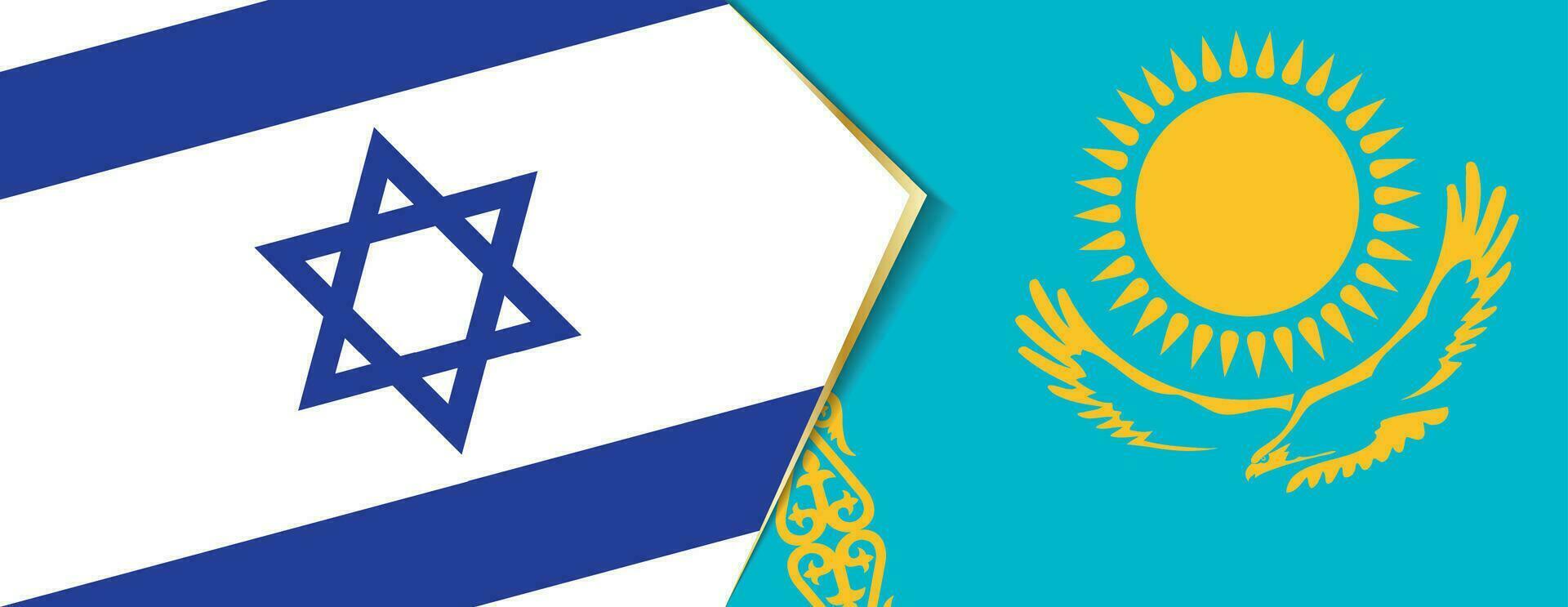 Israel and Kazakhstan flags, two vector flags.
