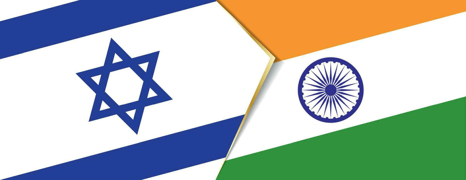 Israel and India flags, two vector flags.